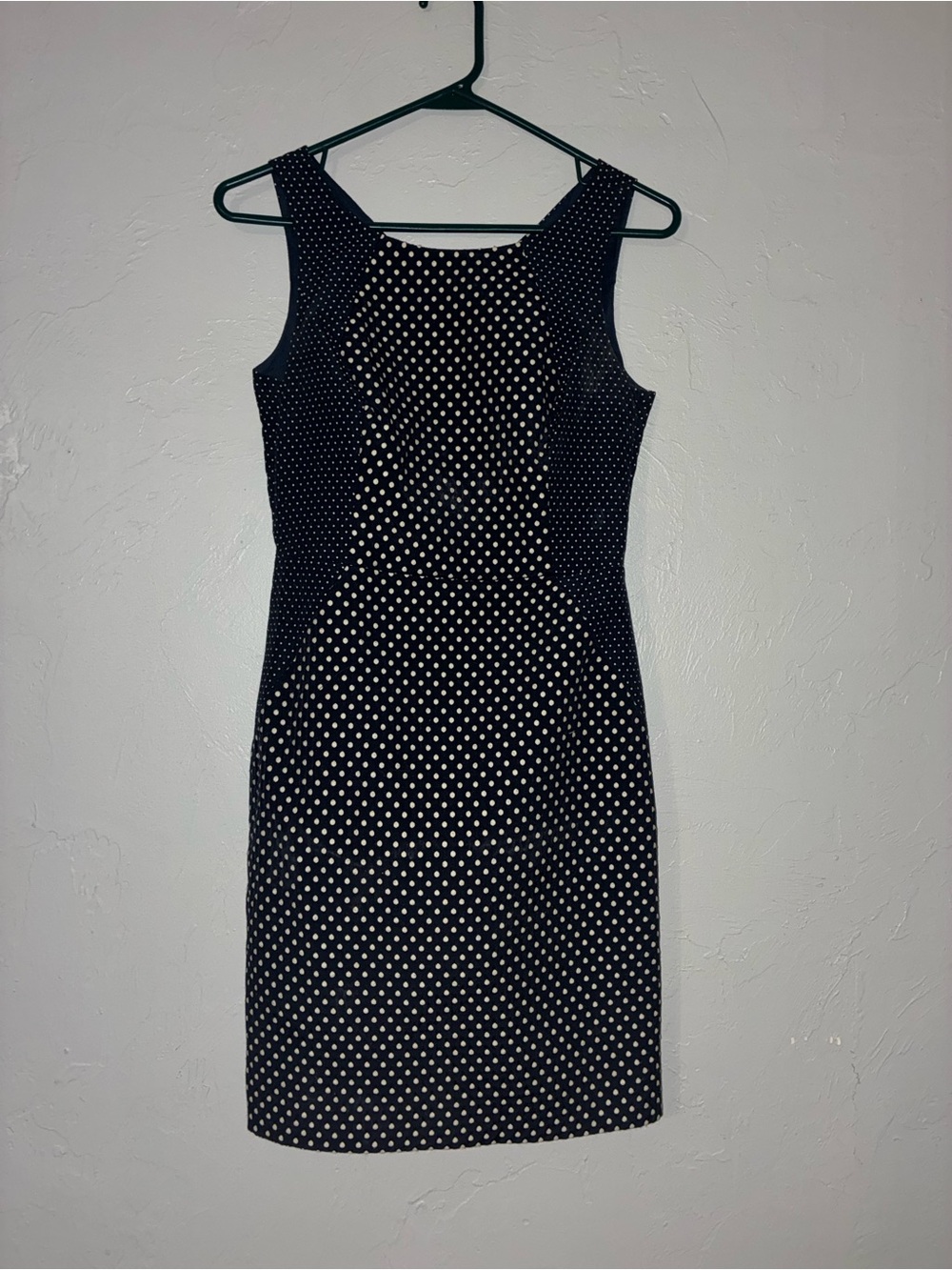 Banana Republic Navy and White Polka Dot Sheath Midi Dress